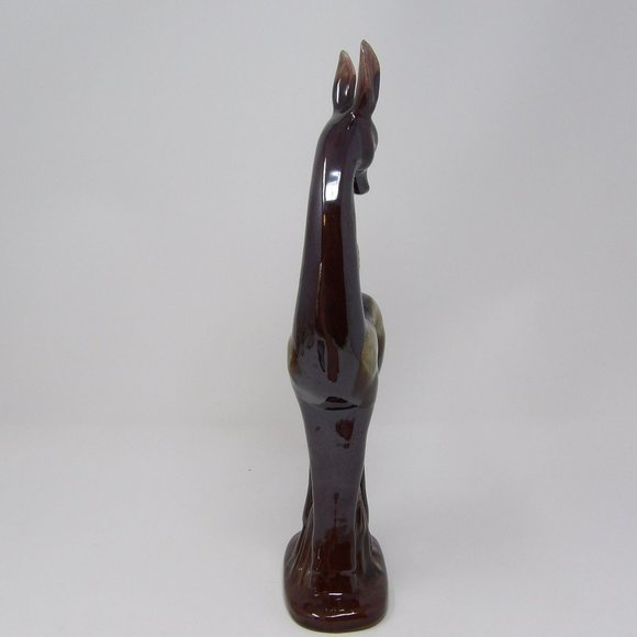 Vintage Tall Thin Art Deco Style Deer Figure Statue Brown Drip Glaze 12 3/4" H x - Picture 7 of 10